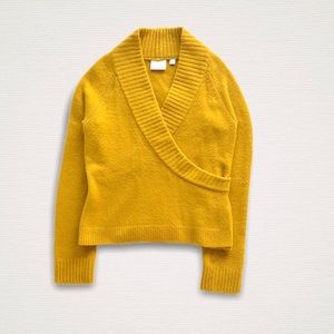 【Sold】Anthropologie Mustard Wrap Sweater XS